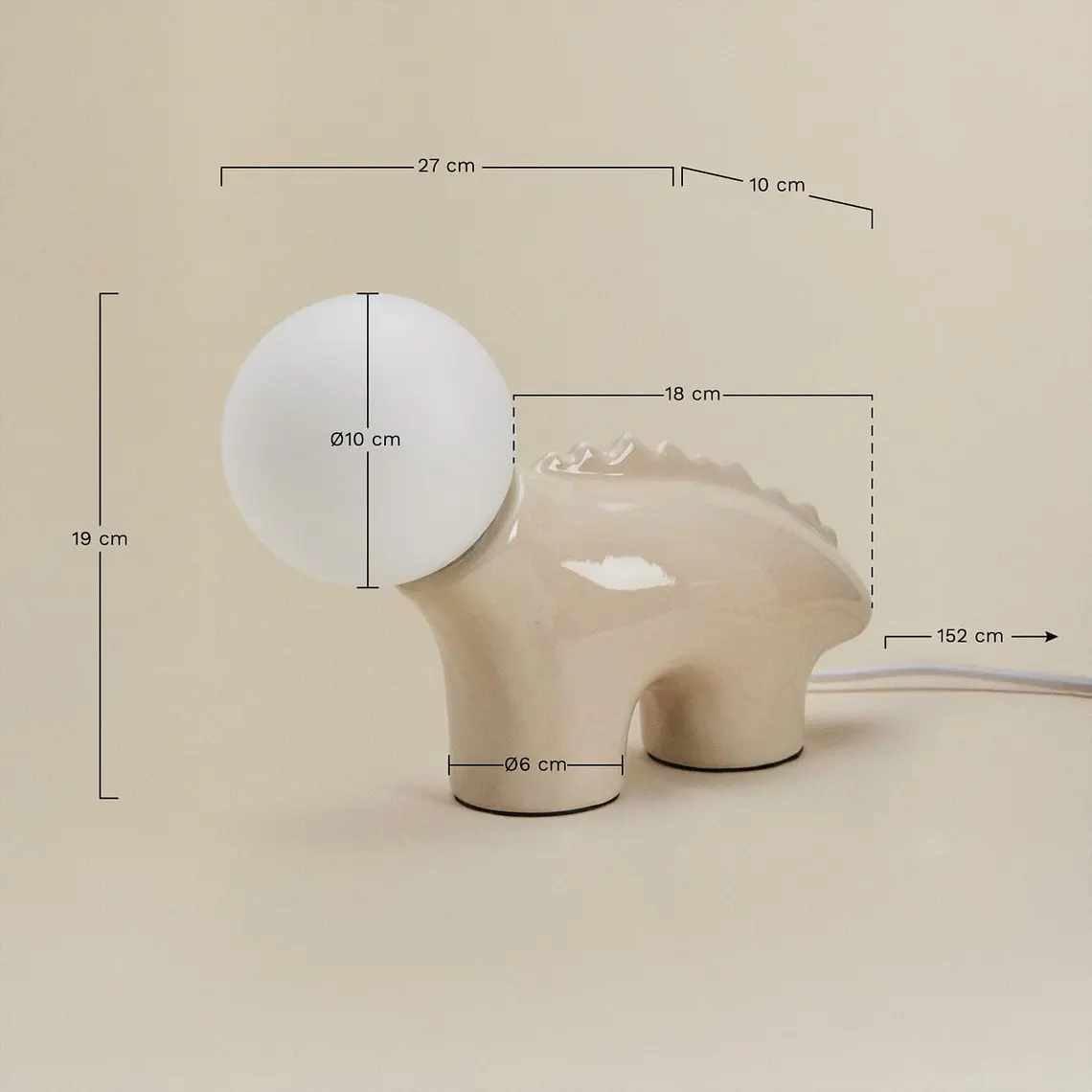 Lámpara de mesa en cerámica con bola de cristal Luma 10