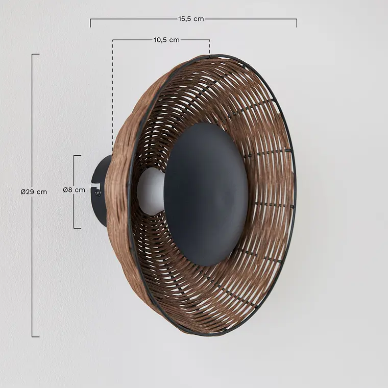 Aplique de pared LED en ratán Lira 9
