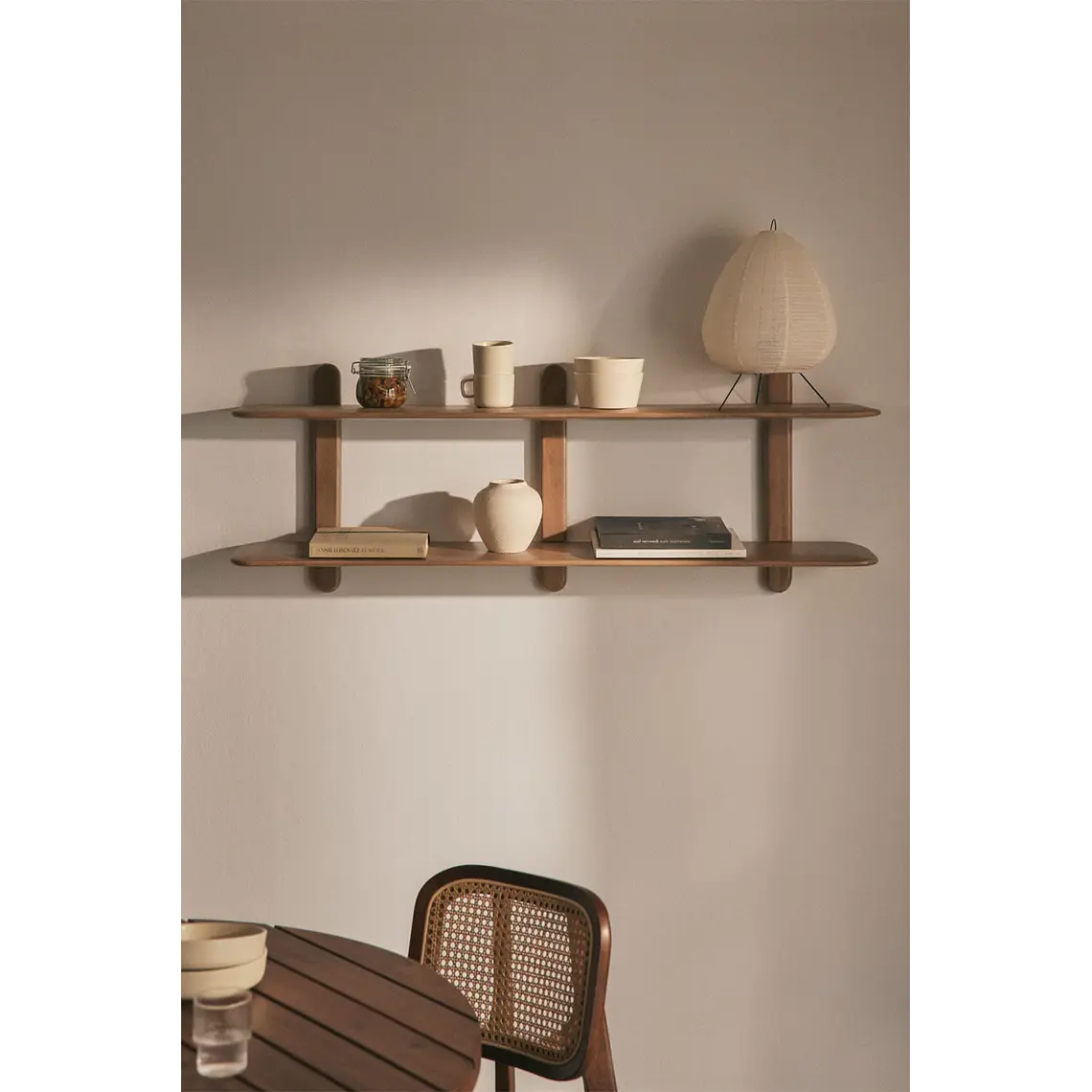 Estantería mural 130 cm de 2 baldas en madera de mango Liora 2