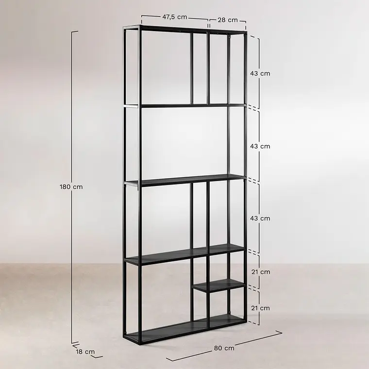 Estantería modular mural 80x180 cm en acero Atria 7