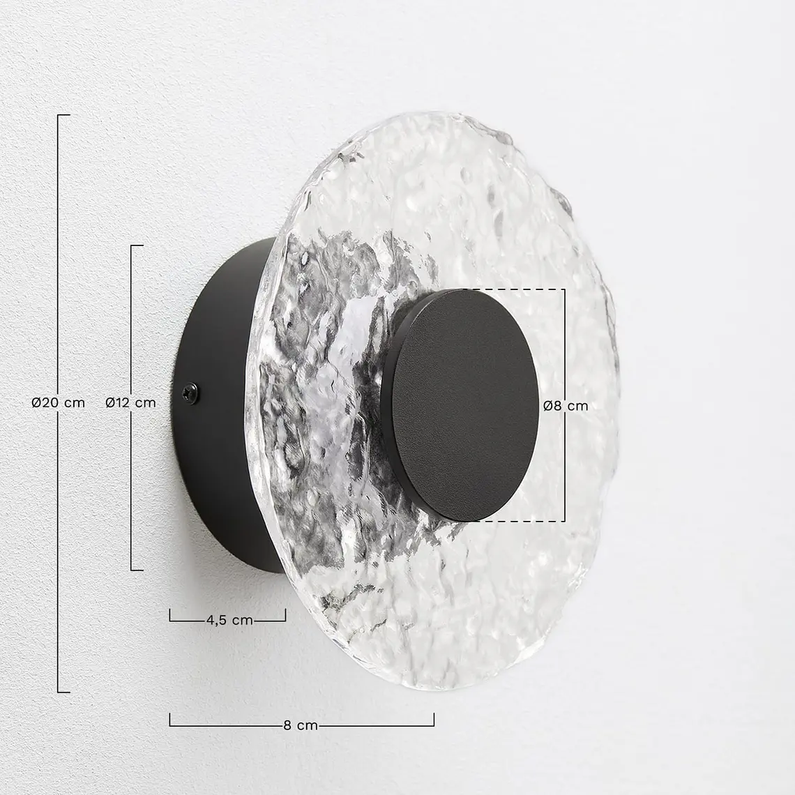 Aplique de pared Ø20 cm LED en vidrio y hierro Elio 10