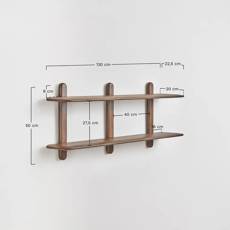 Estantería mural 130 cm de 2 baldas en madera de mango Liora 9