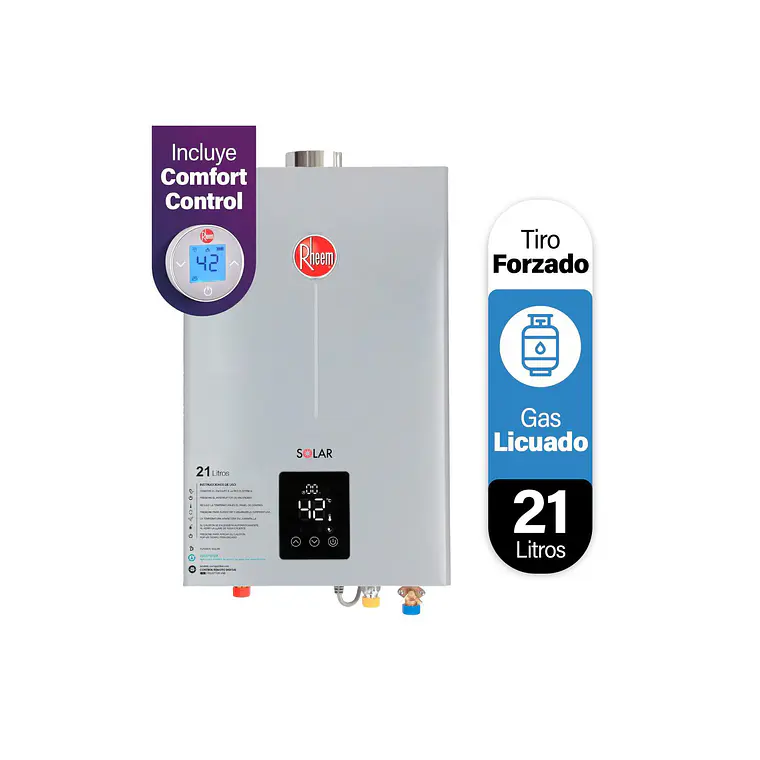 Calefont 21 litros Gas Licuado Tiro Forzado USB Rheem 2