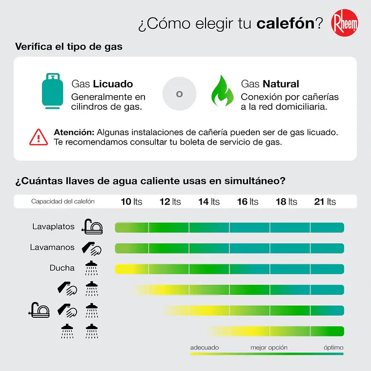 Calefont 18 litros Gas Licuado Tiro Forzado USB Rheem 6
