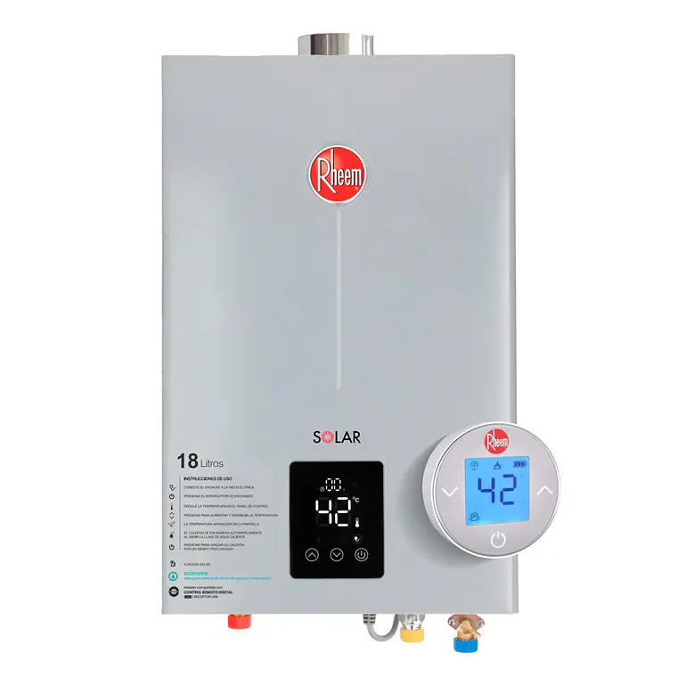 Calefont 18 litros Gas Natural Tiro Forzado USB Rheem 2