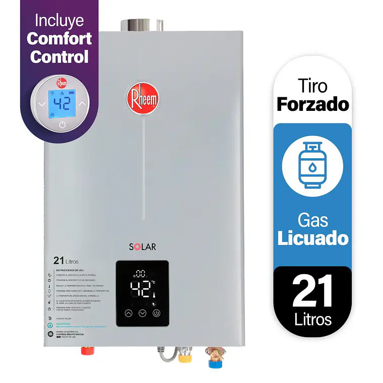 Calefont 21 litros Gas Licuado Tiro Forzado USB Rheem 4