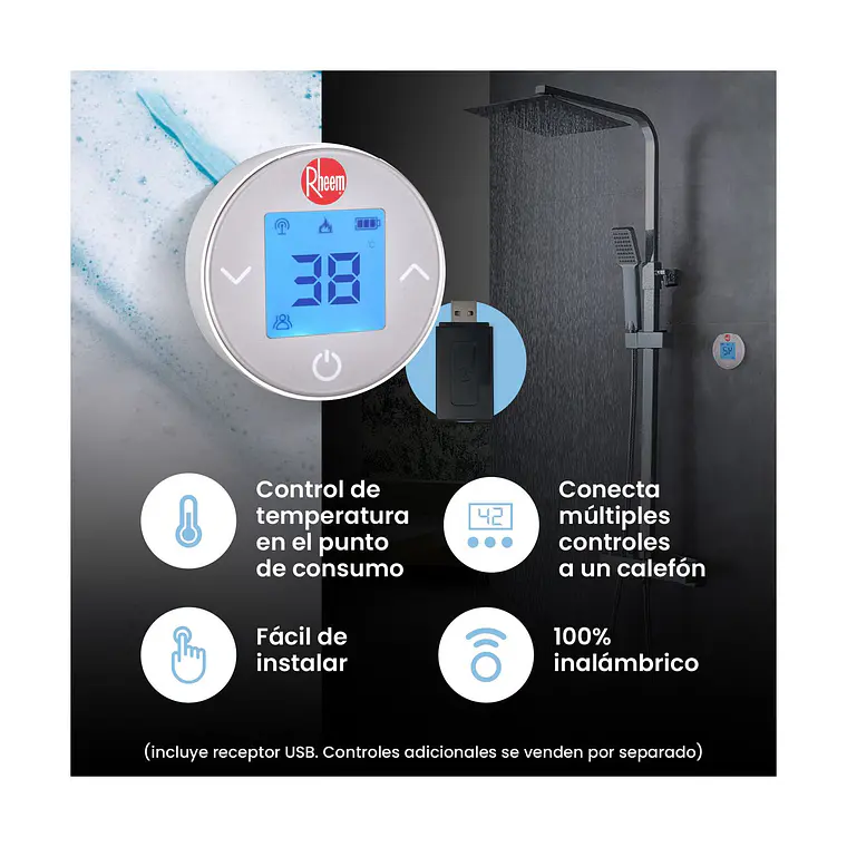 Calefont 21 litros Gas Natural Tiro Forzado USB Rheem 4
