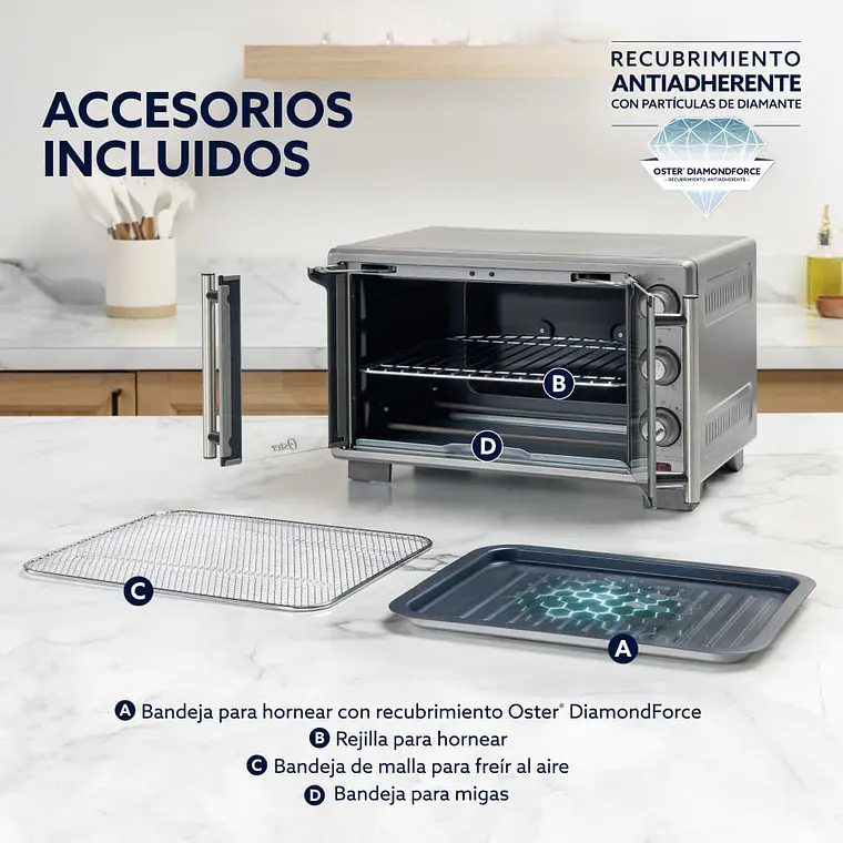 Horno Freidora de Aire Puertas Francesas 25L Oster 7