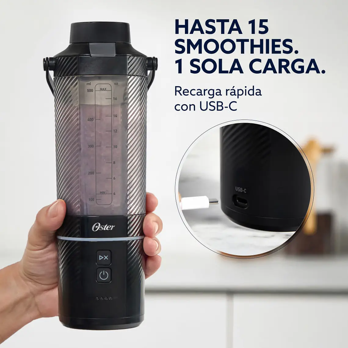 Licuadora Portátil Negra Oster 3