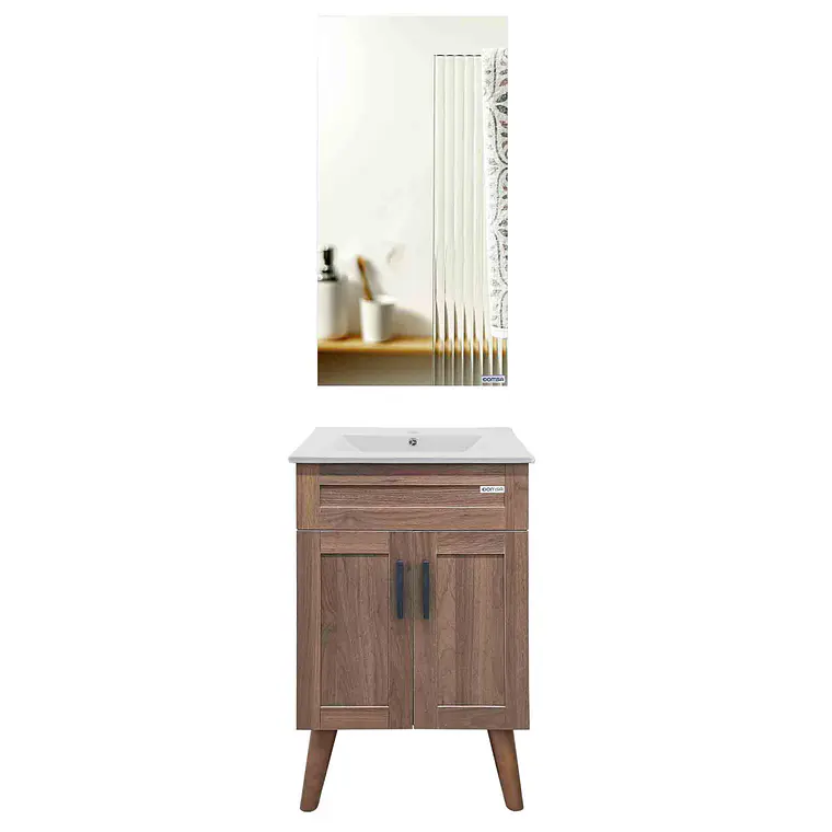 Kit Mueble Vanitorio + Botiquín Espejo Elegance Nogal 1