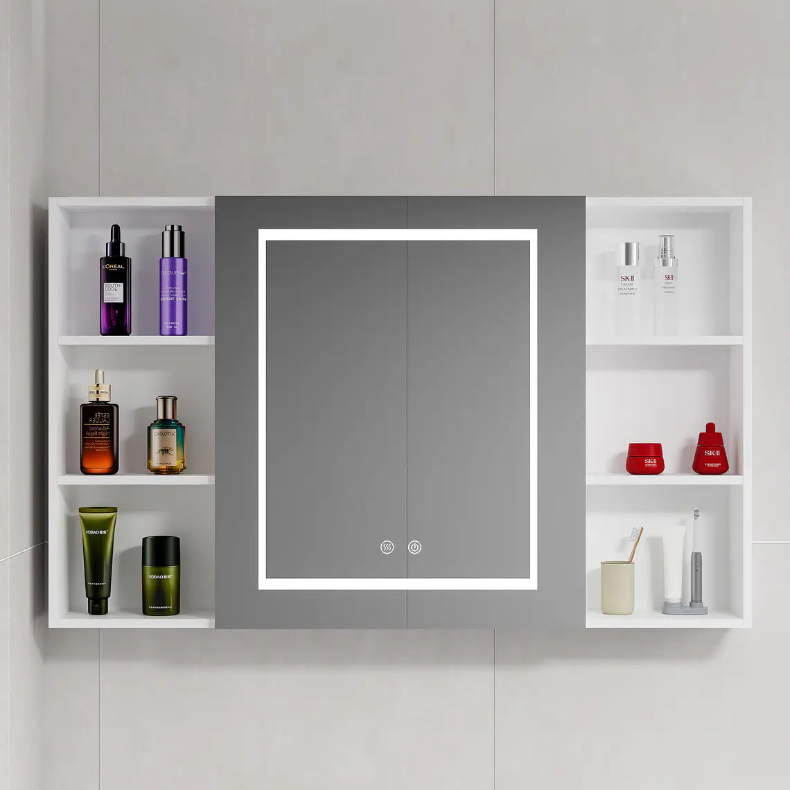 Mueble Botiquin Espejo LED Antiempañante Domsa MMR-100 Blanco 1
