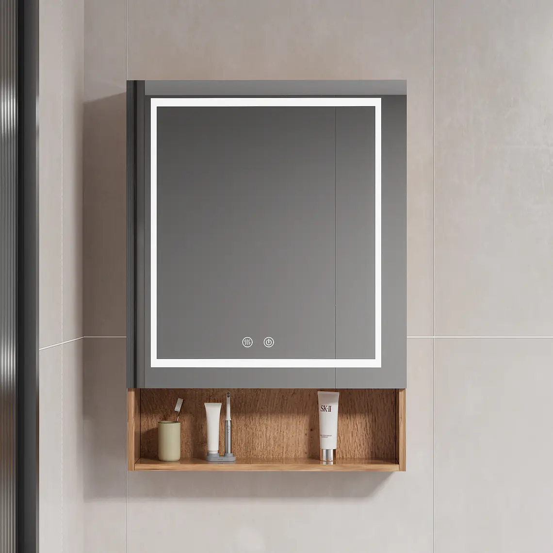 Mueble Botiquin Espejo LED Antiempañante Domsa MMR-50 Wood 1