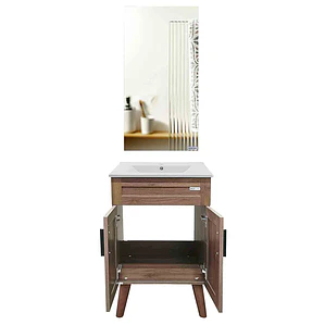 Kit Mueble Vanitorio + Botiquín Espejo Elegance Nogal