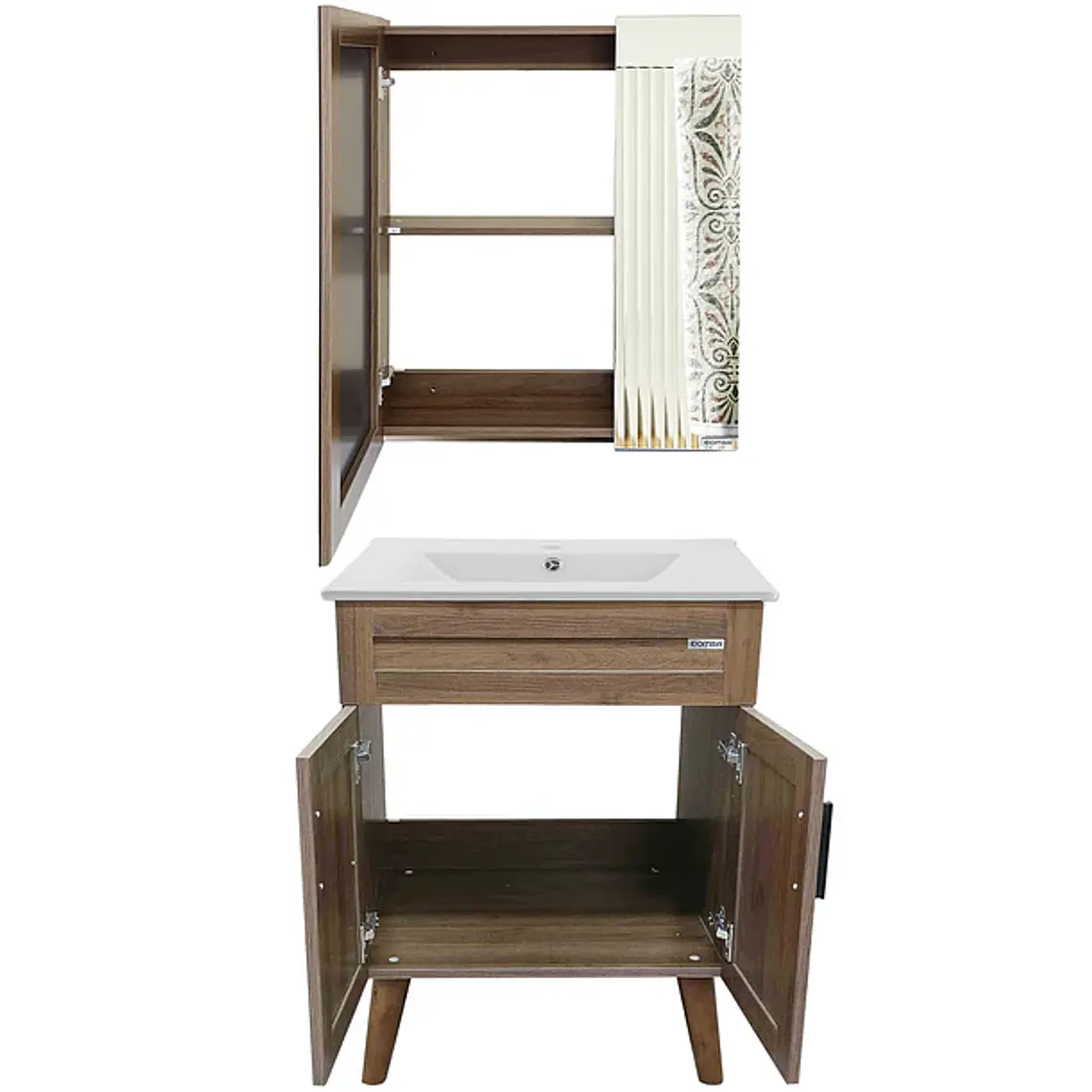 Kit Mueble Vanitorio + Botiquín Espejo Elegance Nogal 4