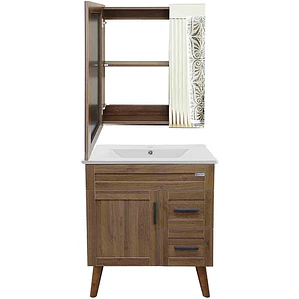 Kit Mueble Vanitorio + Botiquín Espejo Elegance Nogal