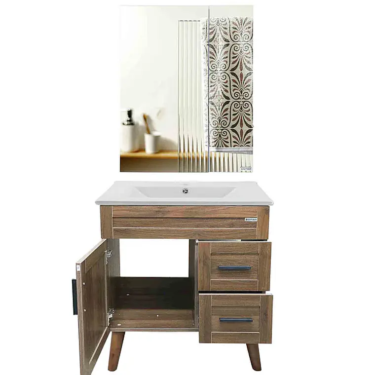Kit Mueble Vanitorio + Botiquín Espejo Elegance Nogal 3