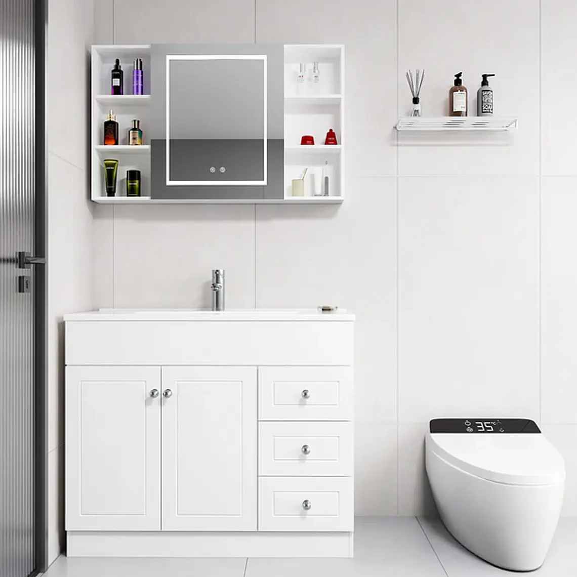 Mueble Botiquin Espejo LED Antiempañante Domsa MMR-100 Blanco 4