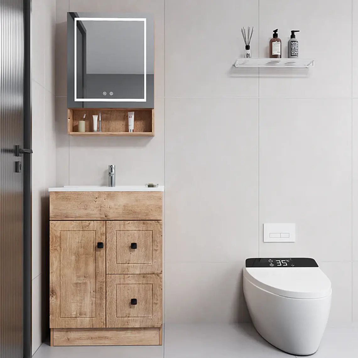 Mueble Botiquin Espejo LED Antiempañante Domsa MMR-50 Wood 4