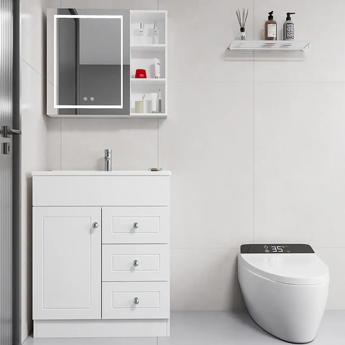 Mueble Botiquin Espejo LED Antiempañante Domsa MMR-70 Blanco 4