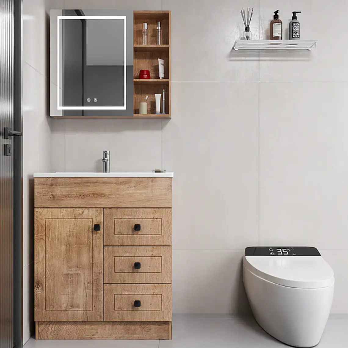 Mueble Botiquin Espejo LED Antiempañante Domsa MMR-70 Wood 4