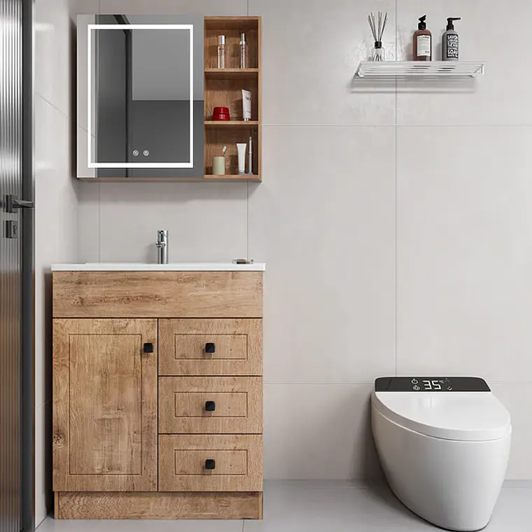 Mueble Botiquin Espejo LED Antiempañante Domsa MMR-70 Wood 4