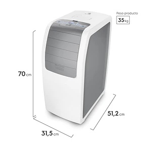 AIRE ACONDICIONADO PORTÁTIL ELECTROLUX 12.000 BTUS FRÍO/CALOR MODO TURBO
