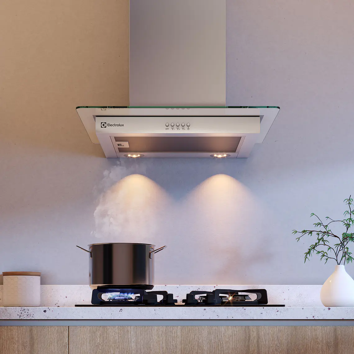 CAMPANA COCINA PARED ELECTROLUX DECORATIVA 60CM EFFICIENT LUZ LED CE6VX INOX 3
