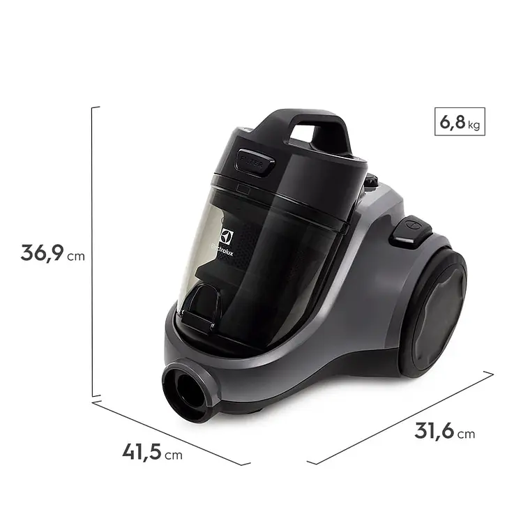 ASPIRADORA SIN BOLSA ELECTROLUX CILCÓNICA 1600W CON FILTRO HEPA 1,8L MYSTIQUE GRIS 7