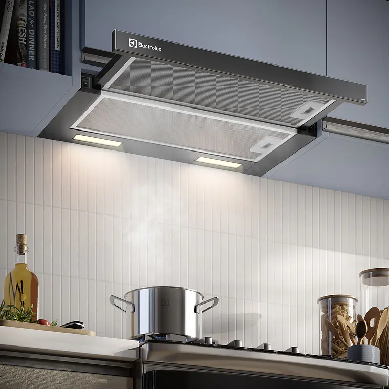 CAMPANA DE COCINA EXTRACTORA ELECTROLUX RETRÁCTIL 60CM EFFICIENT LUZ LED DE6RI NEGRA 2
