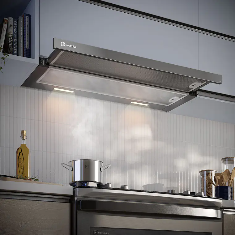 CAMPANA DE COCINA EXTRACTORA ELECTROLUX RETRÁCTIL 90CM EFFICIENT LUZ LED DE9RI NEGRA 5