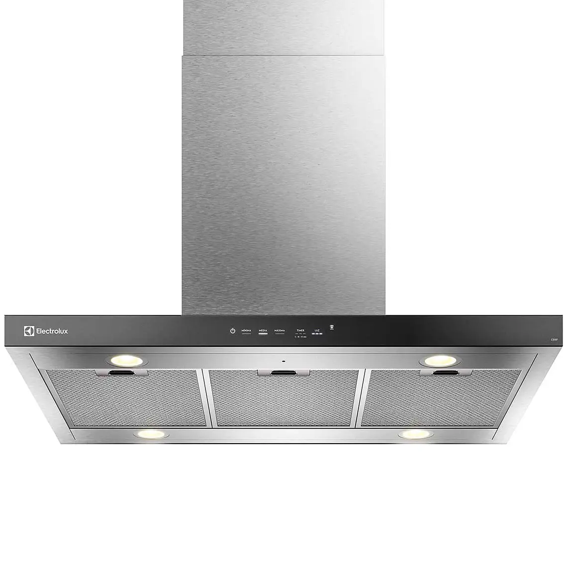 CAMPANA COCINA EXTRACTORA ELECTROLUX DECORATIVA ISLA 90CM TIMER Y PANEL TOUCH CE9IF INOX 1