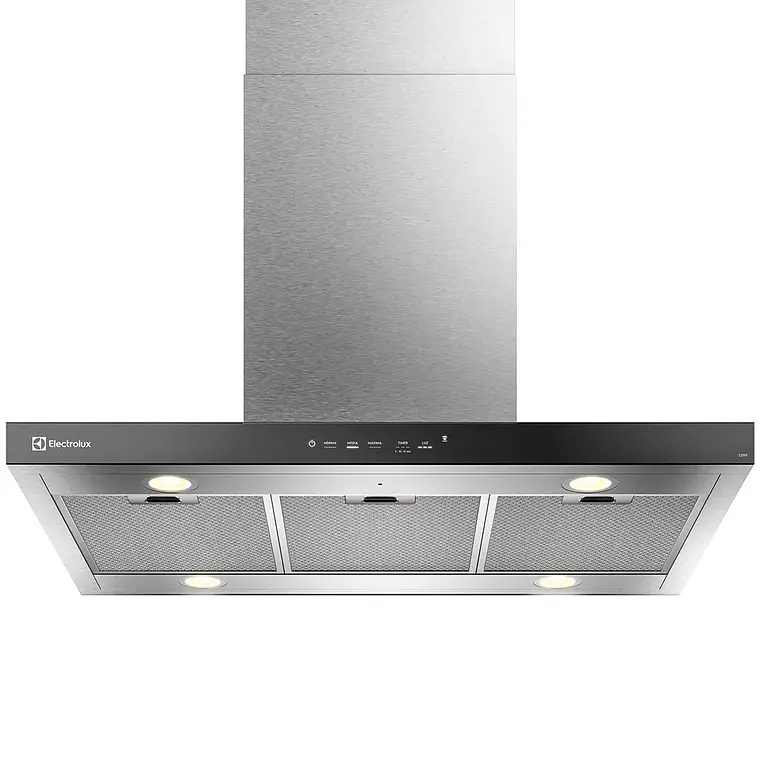 CAMPANA COCINA EXTRACTORA ELECTROLUX DECORATIVA ISLA 90CM TIMER Y PANEL TOUCH CE9IF INOX 1