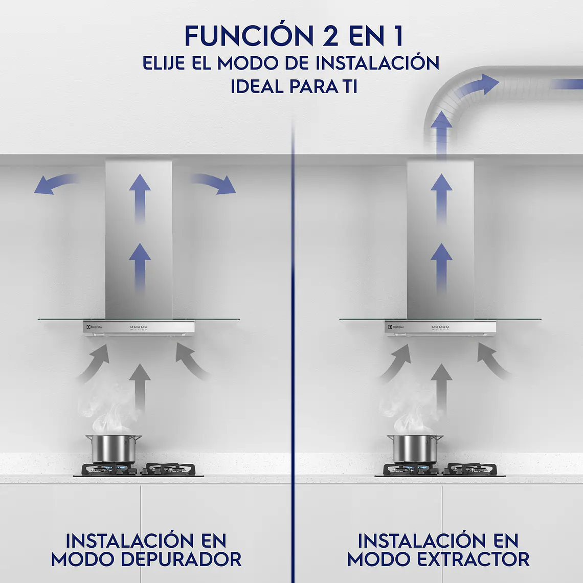 CAMPANA COCINA ISLA ELECTROLUX DECORATIVA 90CM EFFICIENT LUZ LED CE9IX INOX 6