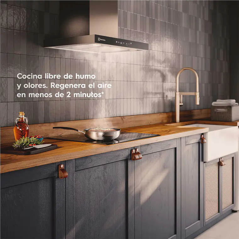 CAMPANA COCINA EXTRACTORA ELECTROLUX DECORATIVA PARED 60CM TIMER Y PANEL TOUCH CE6TF INOX 5