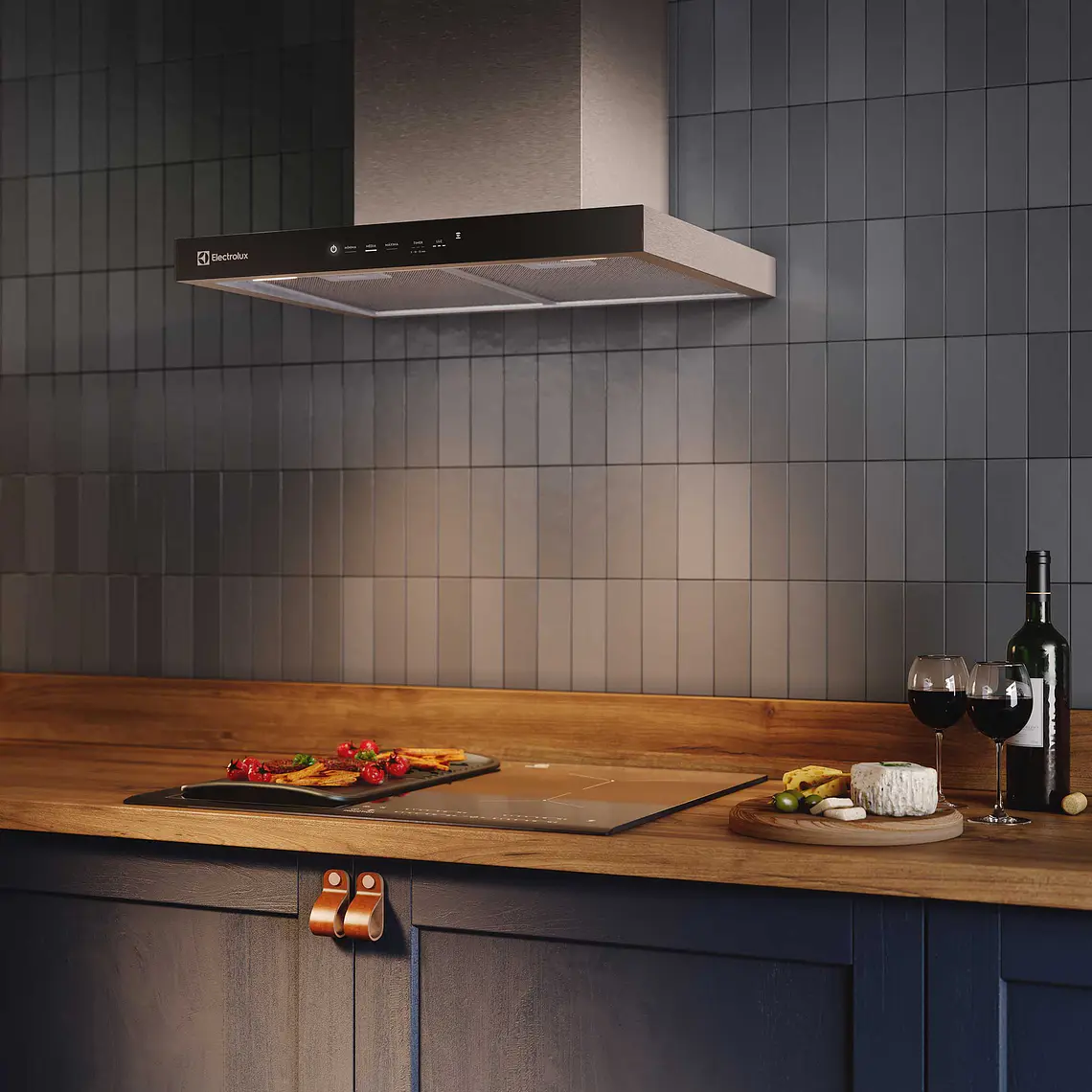 CAMPANA COCINA EXTRACTORA ELECTROLUX DECORATIVA PARED 60CM TIMER Y PANEL TOUCH CE6TF INOX 7