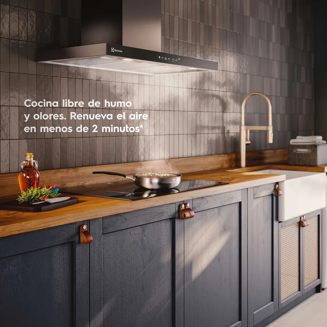 CAMPANA COCINA EXTRACTORA ELECTROLUX DECORATIVA PARED 90CM TIMER Y PANEL TOUCH CE9TF INOX 5