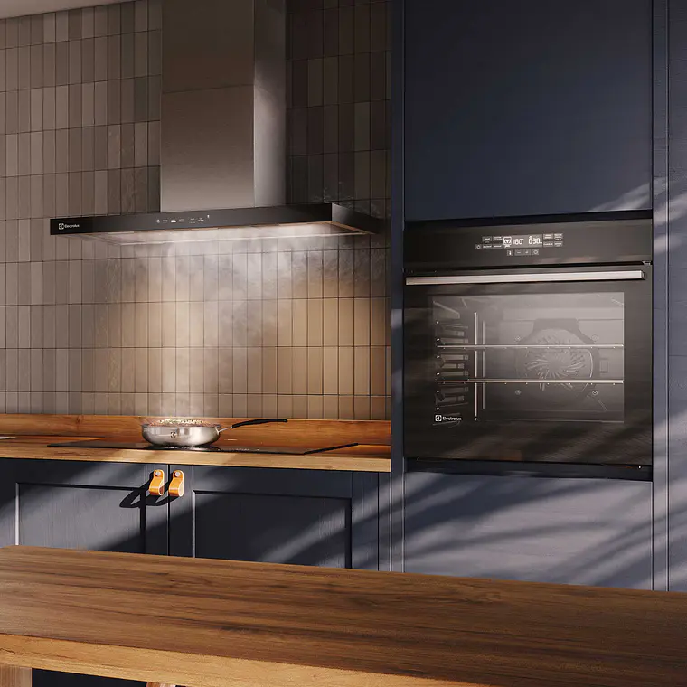 CAMPANA COCINA EXTRACTORA ELECTROLUX DECORATIVA PARED 90CM TIMER Y PANEL TOUCH CE9TF INOX 6