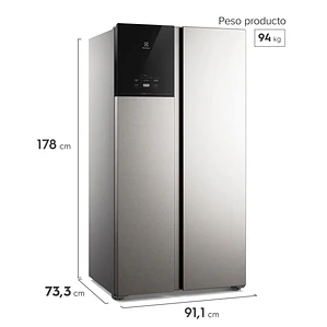 REFRIGERADOR ELECTROLUX 530L NO FROST SIDE BY SIDE INVERTER AUTOSENSE ES50S INOX