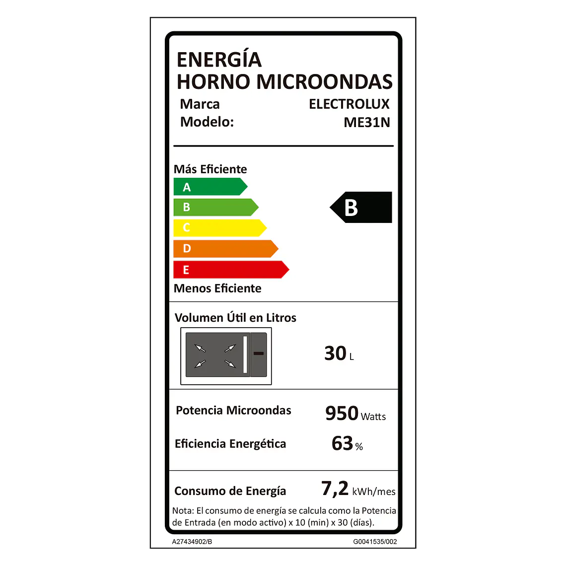 MICROONDAS ELECTROLUX 31 LITROS DIGITAL DESCONGELAMIENTO ASISTIDO ME31N NEGRO 9