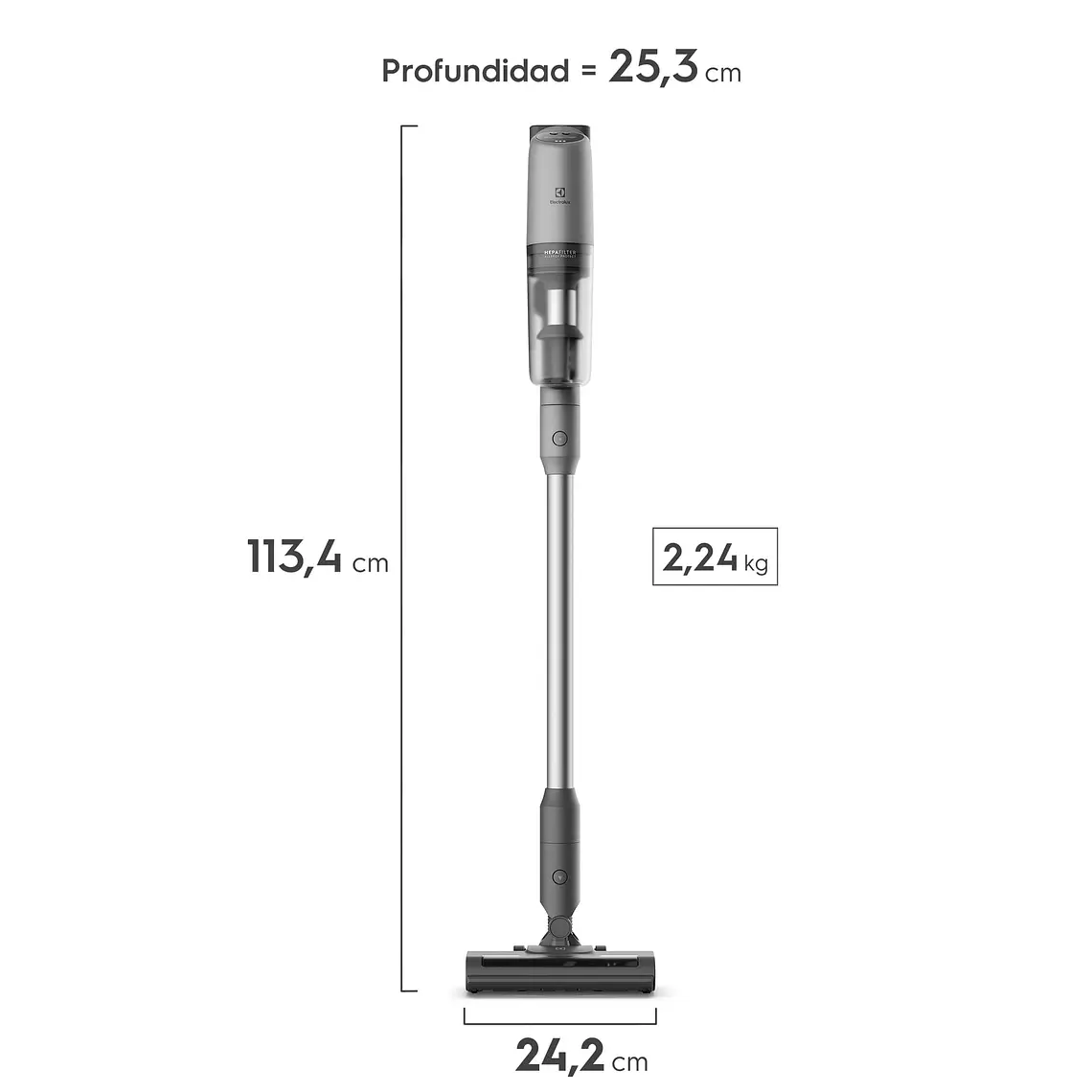 ASPIRADORA VERTICAL INALÁMBRICA ELECTROLUX ERGORAPIDO CICLÓNICA EXPERIENCE 3 EN 1 PTEC100 GRIS 2