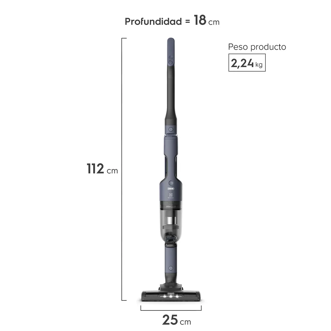ASPIRADORA VERTICAL INALÁMBRICA ELECTROLUX ERGORAPIDO CÍCLONICA EFFICIENT 2 EN 1 ERG019 AZUL 5