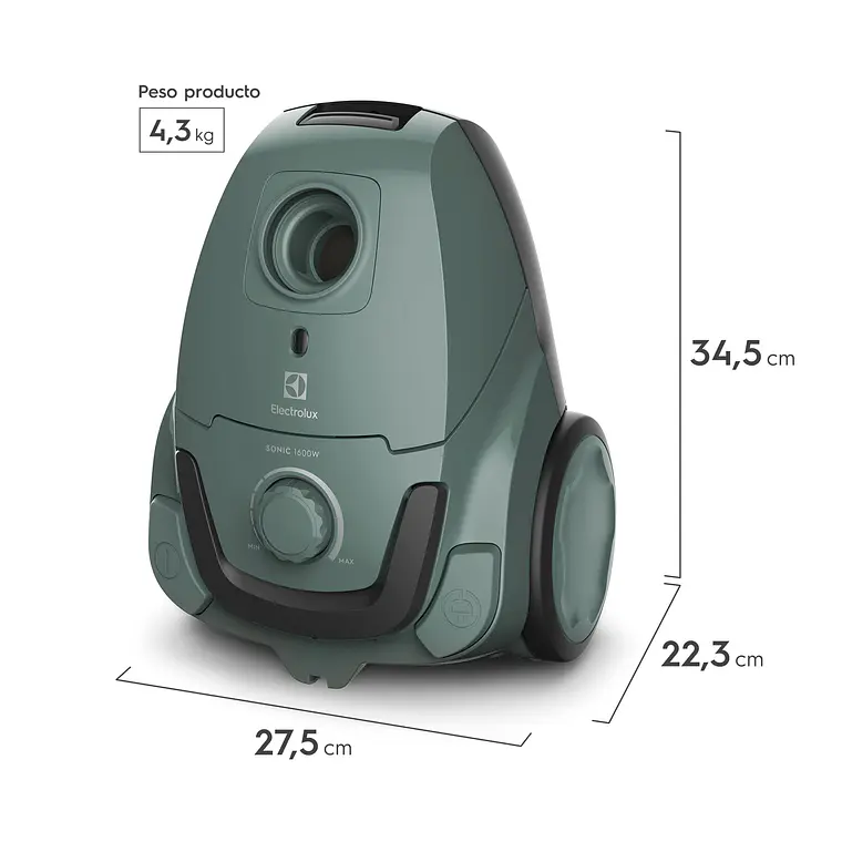 ASPIRADORA CON BOLSA ELECTROLUX 1600W TRIPLE FILTER EXPERIENCE SONIC BGG11 VERDE 3