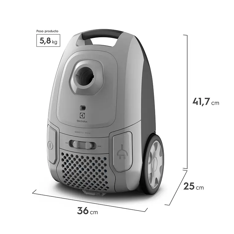 ASPIRADORA CON BOLSA ELECTROLUX CILÓNICA 1800W FILTRO HEPA EXPERIENCE SONICPRO BGG30 GRIS 3