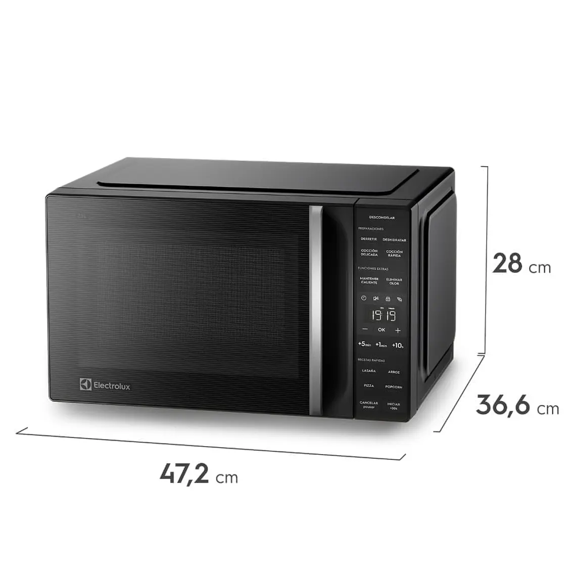 Microondas Electrolux 25 Litros Digital Descongelamiento Asistido ME25N Negro 3