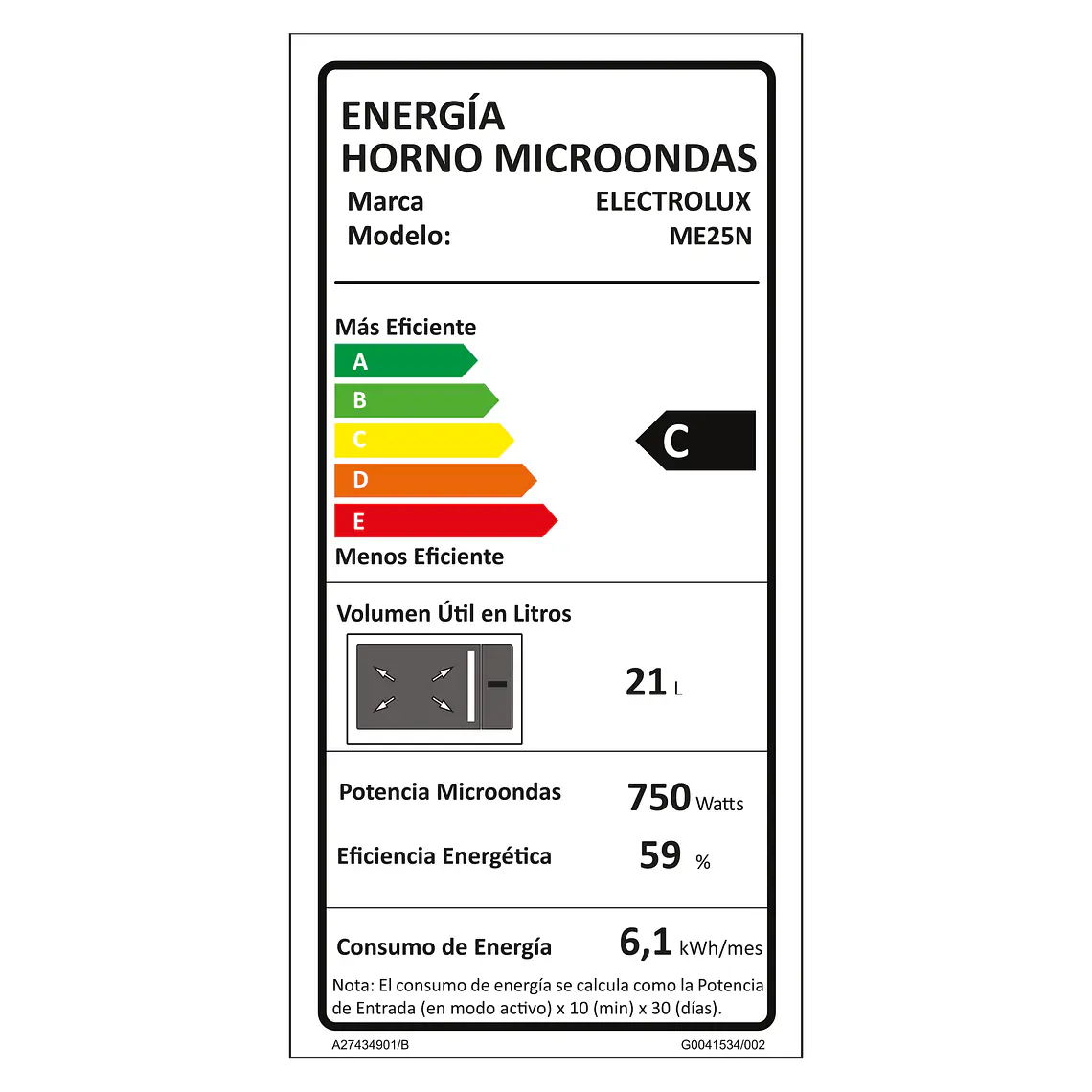 Microondas Electrolux 25 Litros Digital Descongelamiento Asistido ME25N Negro 8