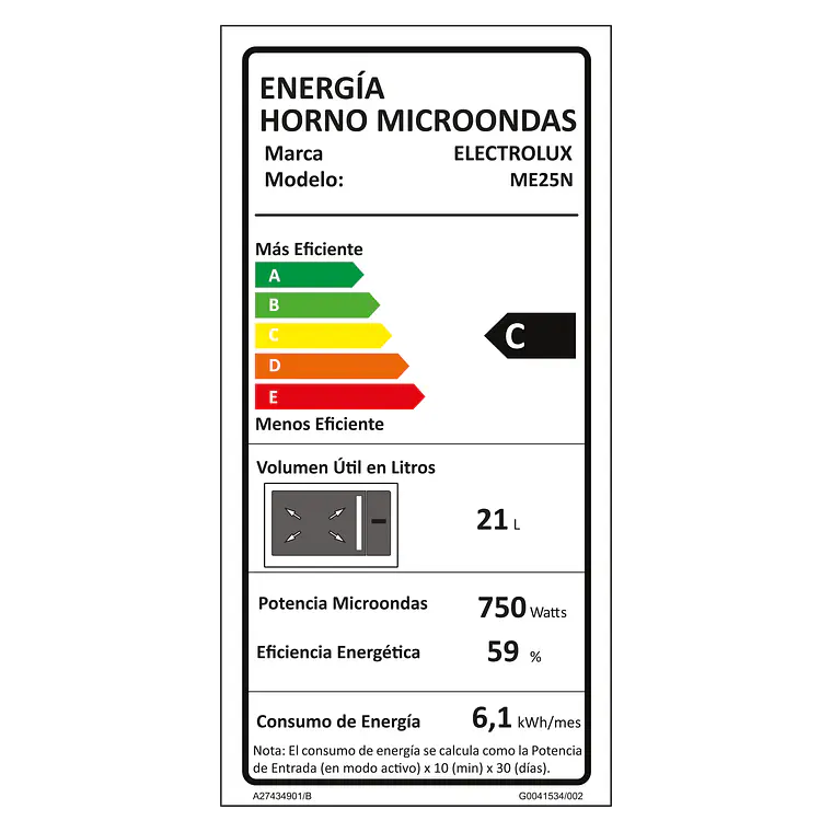 Microondas Electrolux 25 Litros Digital Descongelamiento Asistido ME25N Negro 8
