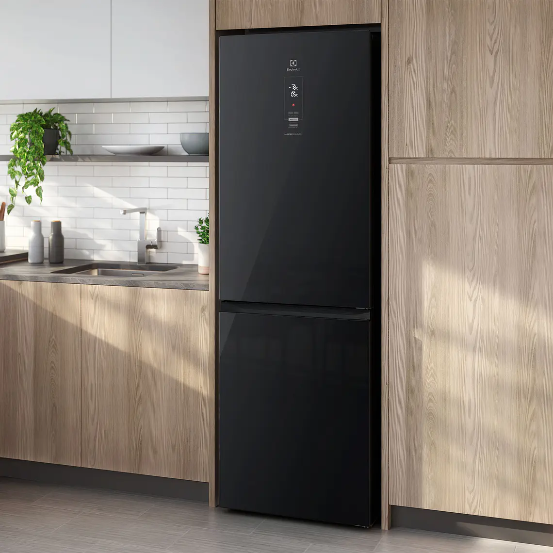 Refrigerador Electrolux 323L No Frost Bottom Freezer Efficient AutoSense DB60GE Negro Glass 7