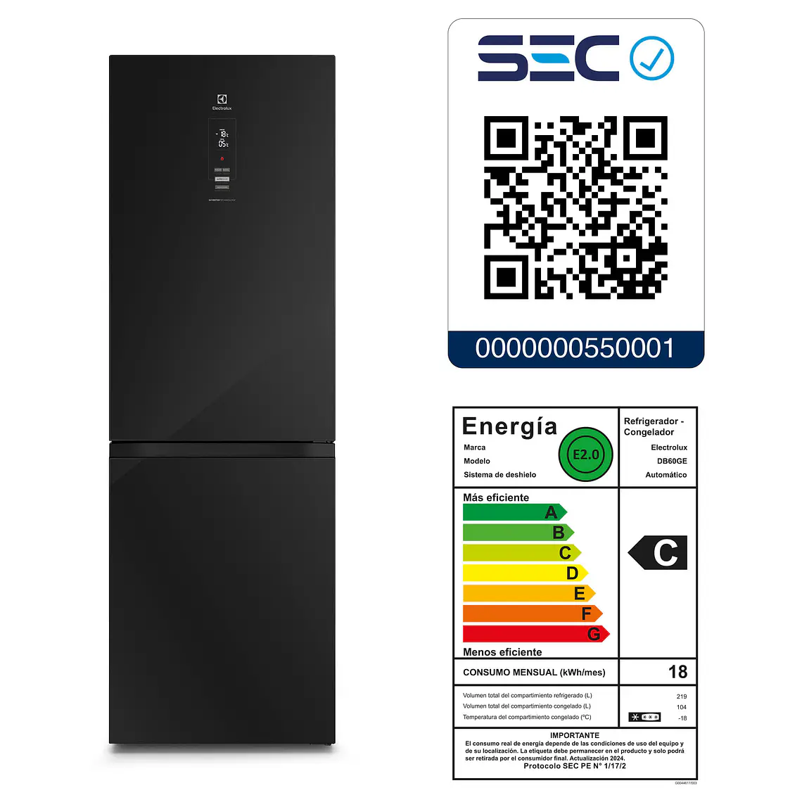 Refrigerador Electrolux 323L No Frost Bottom Freezer Efficient AutoSense DB60GE Negro Glass 10