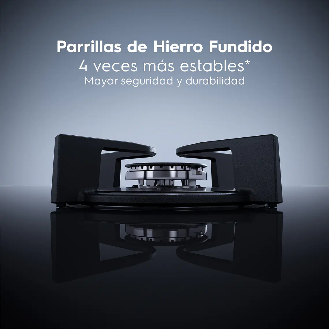 Encimera a Gas 4 Platos Electrolux Experience Triple Llama y Parrilla Hierro Fundido KE4GC 6