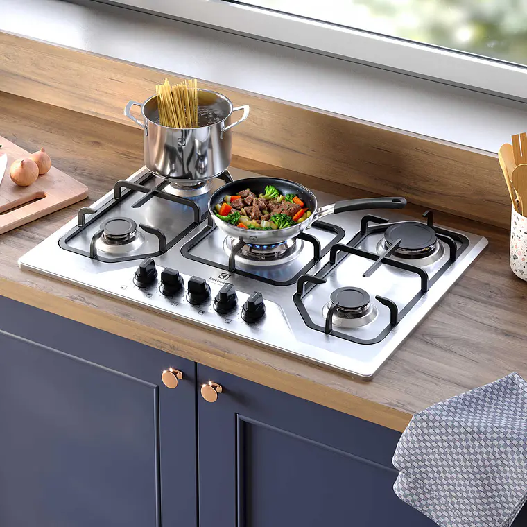 Encimera a Gas 5 Platos Electrolux Experience Tecnología de Cocción Precisa KE5XC Inox 10